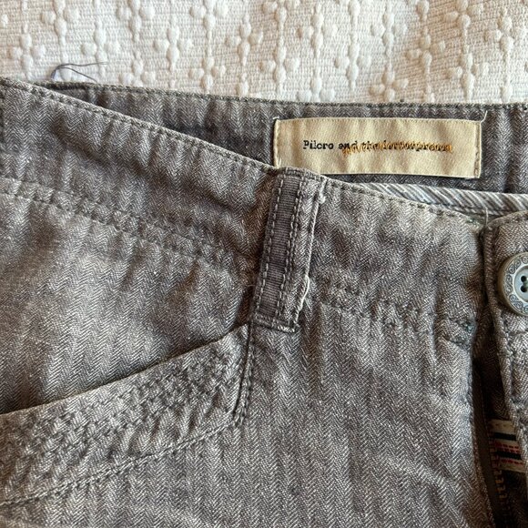 Anthropologie Pilcro Herringbone Linen Trousers - Size 0 Petite - Picture 8 of 10